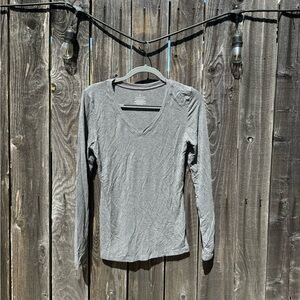Cuddl Duds Grey Long Sleeve Basic V Neck Long Sleeve Modal Top size medium